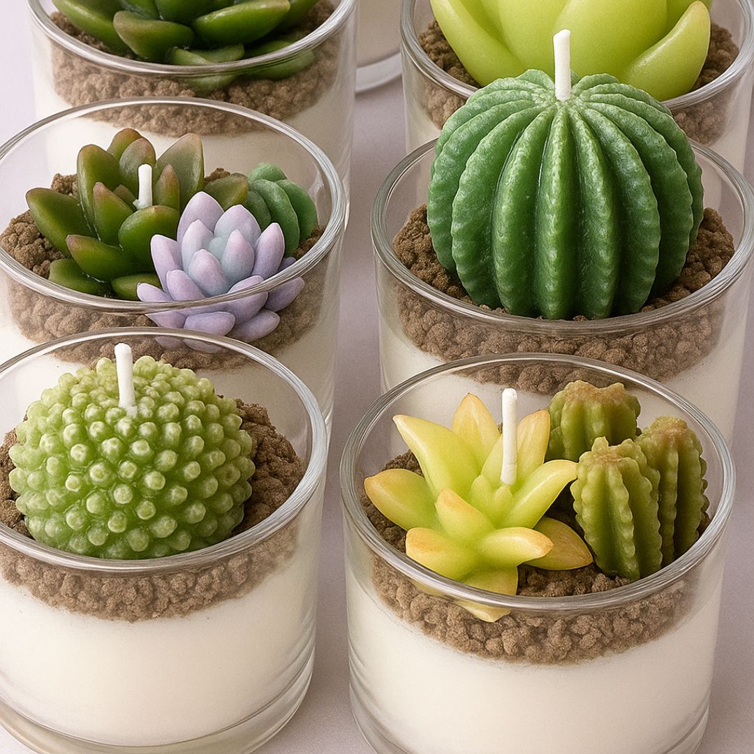 Velas decorativas con forma de cactus