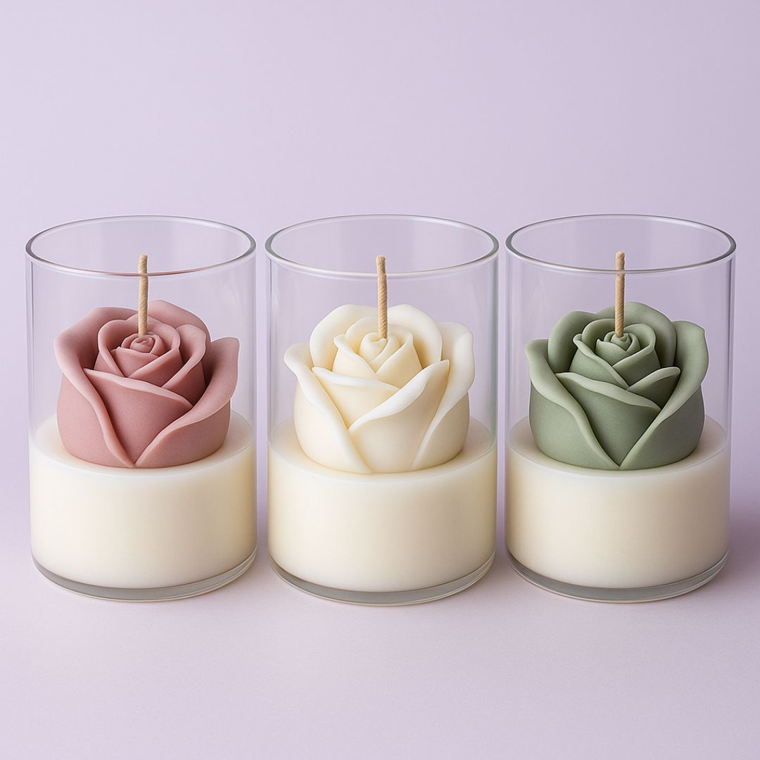 Velas decorativas con forma de rosa